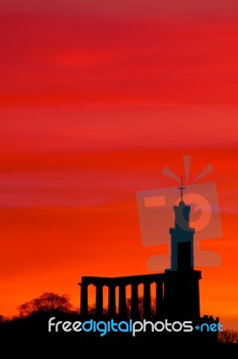 Silhouette Of Edinburgh Skyline Stock Photo