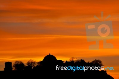 Silhouette Of Edinburgh Skyline Stock Photo