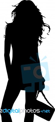 Silhouette Of Fashion Girl Stock Image