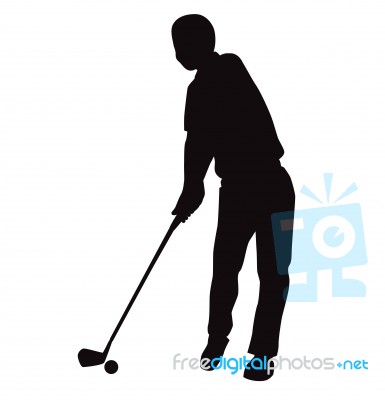 Silhouette Of Golf Swing Front View -  Illustration Stock Image