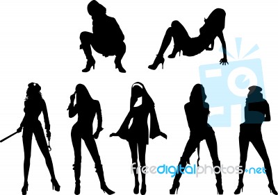 Silhouette Sexy Girls Stock Image