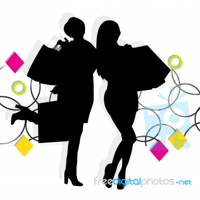 Silhouette Shopping Stock Image