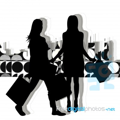 Silhouette Shopping Stock Image