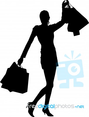 Silhouette Shopping Woman Stock Image