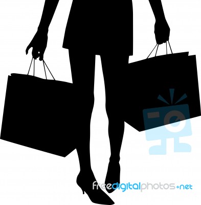 Silhouette Shopping Woman Stock Image