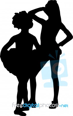 Silhouette sisters Stock Image