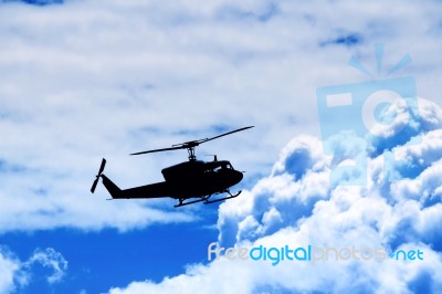 Silhouette Tansportation Helicopter Stock Photo