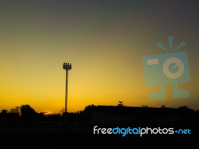 Silhouette Teen Age Run Together  Track Stock Photo