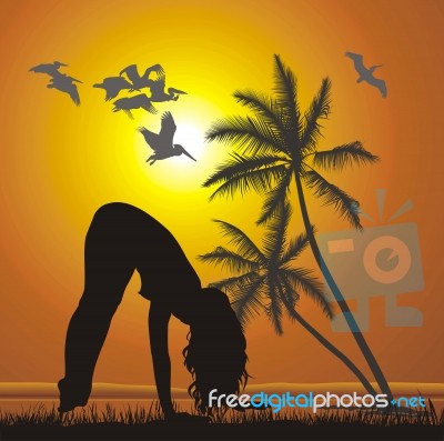 Silhouette Woman Doing Exercise Stock Image