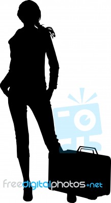 Silhouette Woman Traveller Stock Image