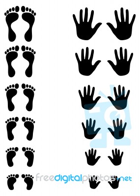 Silhouetted Palm And Foot Print Stock Image - Royalty Free Image ID ...