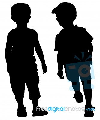 Silhouettes Of Fashion Boys Stock Photo