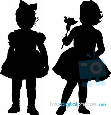 Silhouettes Of Kids Stock Image