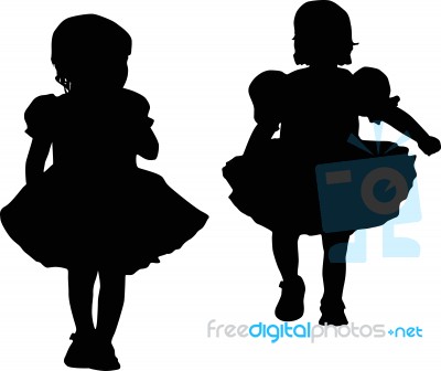 Silhouettes Of Kids Stock Image