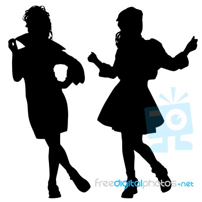 Silhouettes Of Kids Stock Image