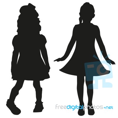 Silhouettes Of Kids Stock Image