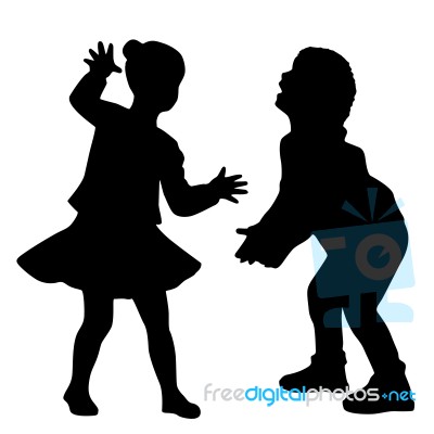 Silhouettes Of Kids Stock Image