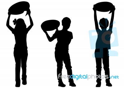 Silhouettes Of Kids Stock Image