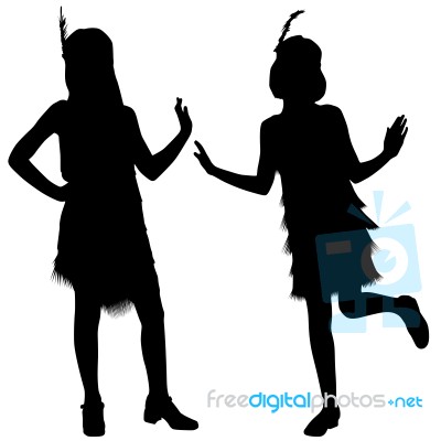 Silhouettes Of Kids From Cabaret Stock Image