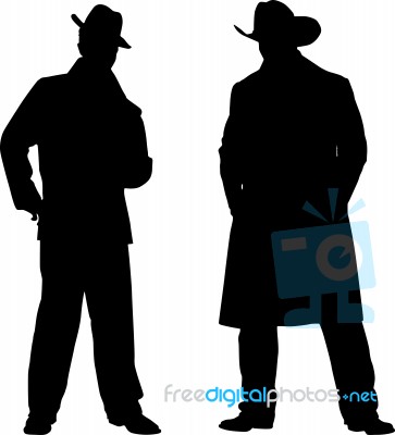 Silhouettes Of Men Stock Image