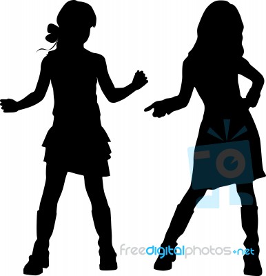 Silhouettes Of Teen Stock Image