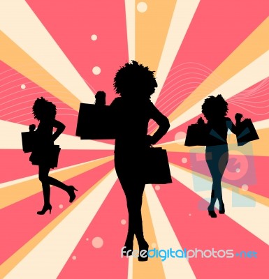 Sillouette Girl With Shopping Bags Stock Photo