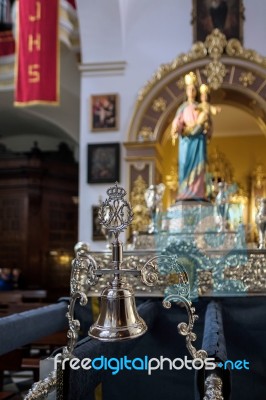 Silver Bell In The Church Of The Encarnacion In Marbella Stock Photo