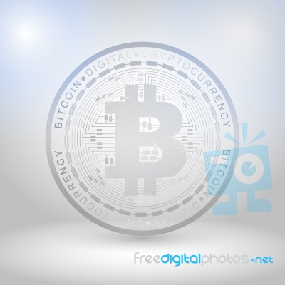 Silver Bitcoin Digital Currency Stock Image