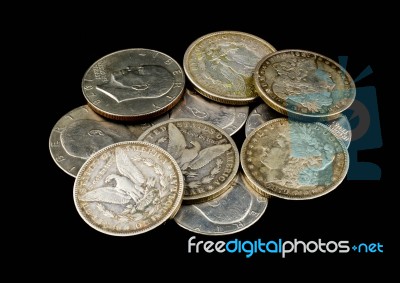 Silver Dollars Stock Photo