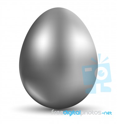 Silver Egg  Isolated On White Background For Easter Day Stock Image