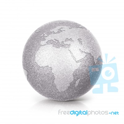 Silver Glitter Globe 3d Illustration Europe And Africa Map Stock Photo