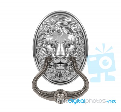 Silver Lion Door Knocker Stock Image