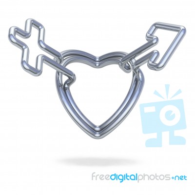 Silver Male Female Heart Stock Image