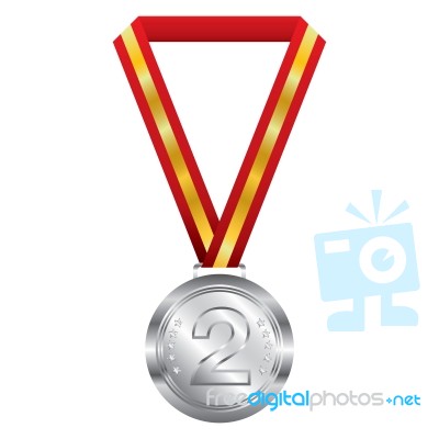 Silver Medal On White Background Stock Image