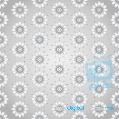 Silver Retro Flower Pattern On Silver Background Stock Image