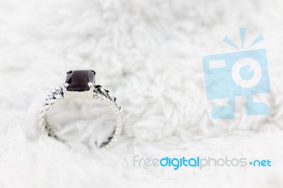 Silver Ring  On  White Background Stock Photo