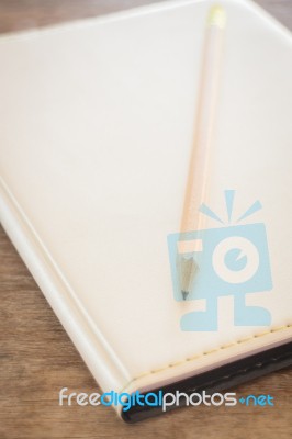 Simple Office Desk With Necessary Tool Stock Photo