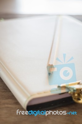 Simple Office Desk With Necessary Tool Stock Photo