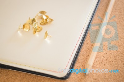 Simple Office Desk With Necessary Tool Stock Photo