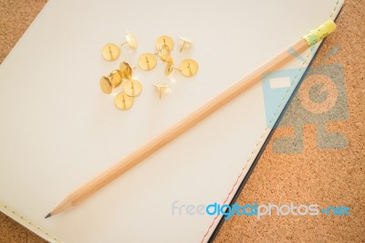 Simple Office Desk With Necessary Tool Stock Photo