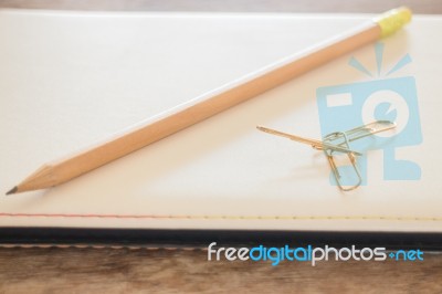 Simple Office Desk With Necessary Tool Stock Photo