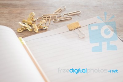 Simple Office Desk With Necessary Tool Stock Photo