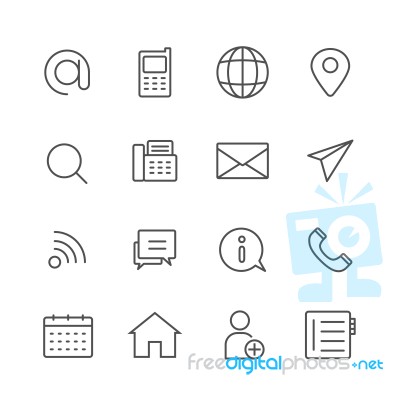 Simple Set Of Contact Us  Thin Line Icons Stock Image