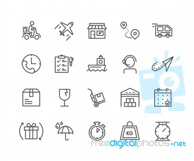 Simple Set Of Delivery  Thin Line Icons Stock Image