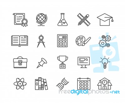 Simple Set Of Education  Thin Line Icons Stock Image