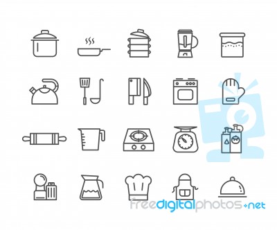 Simple Set Of Kitchen Tools  Thin Line Icons Stock Image