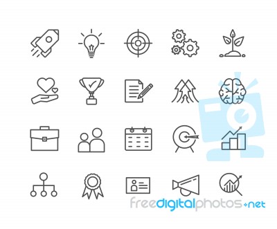 Simple Set Of Start Up  Thin Line Icons Stock Image