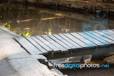 Simple Wooden Way Across Creek Stock Photo