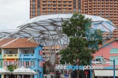 Singapore - February 3 : Large Umbrellas At Clarke Quay In Singa… Stock Photo