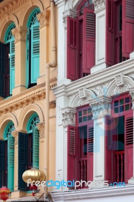 Singapore - February 3 : Shuttered Building In Singapore On Febr… Stock Photo